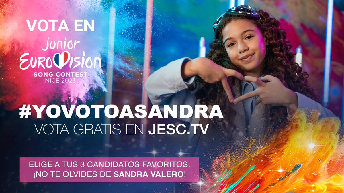 Última oportunidad para poder votar a España en Eurovisión Junior 2023

¡VOTA A SANDRA Y A SU 'LOVIU'! 💖 #EurovisiónJuniorRTVE #JESC2023 

jesc.tv