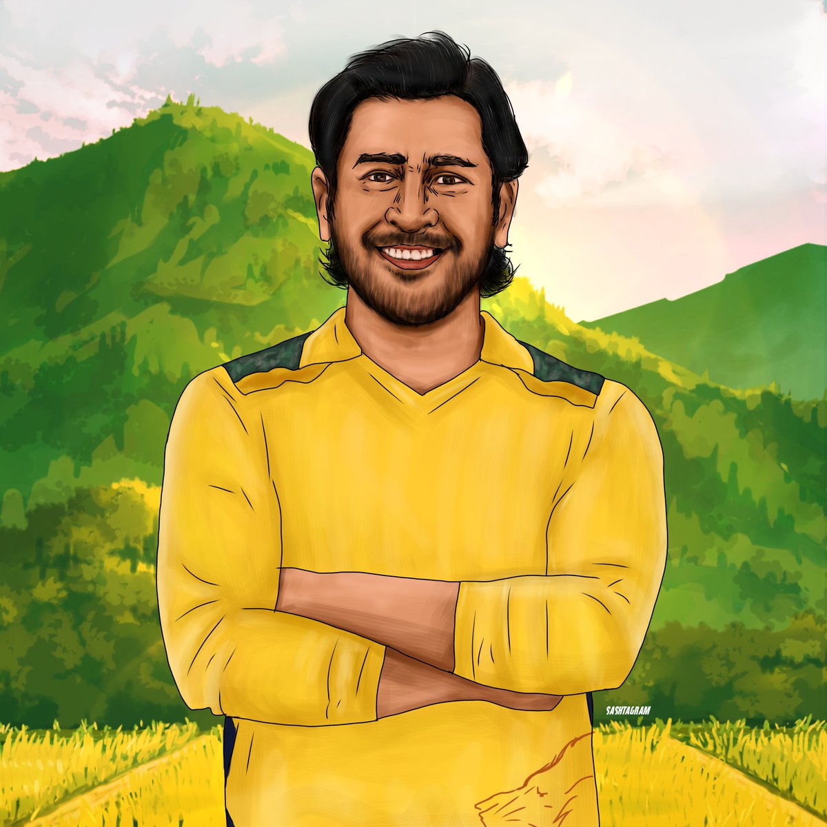 Yellow Jersey - Long Hair - Middle Aged Farmer 💛 @msdhoni @ChennaiIPL @CSKFansOfficial #MSDhoni𓃵 #IPLretention #WhistlePodu #ChennaiSuperKings