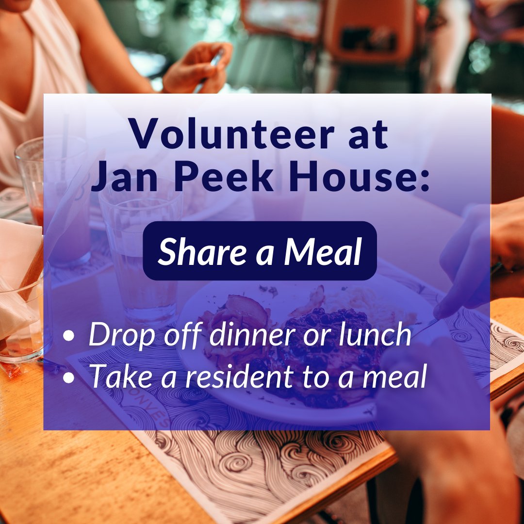 During this holiday season, volunteer to share a meal with one of our Jan Peek House residents!

Learn more about our volunteer opportunities: bit.ly/457zlav