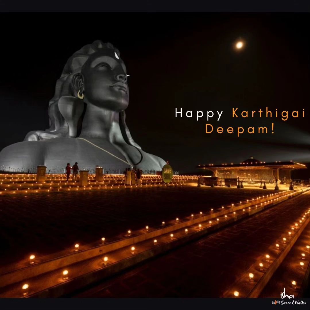 Happy #KarthigaiDeepam, Tripurari Purnima, Dev Deepavali! 🎉🪔

The Indian month of Karthik marks the beginning of winter, when all life slows down. Sadhguru says that lighting lamps every day this month signifies enlightenment, awareness and moving from untruth to truth.