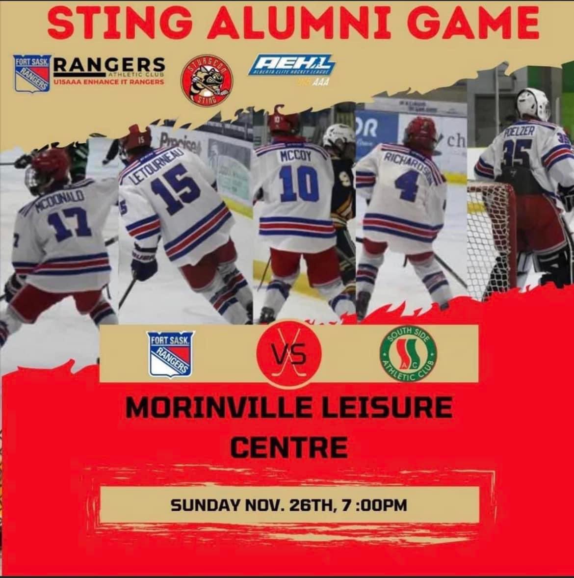 Let’s pack the hive tonight!🐝 

Come down to the MLC for a special home game to cheer our 5 Sting alumni @RAC_U15_AAA as they take on SSAC @ 7pm! 🏒 ♥️💙🤍

🚨SILENT AUCTION & 50/50 🚨
#sturgeonproud #stingalumni #hardwork #u15aaa