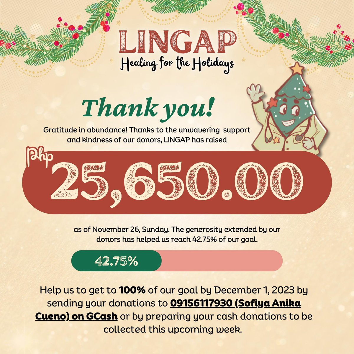 LINGAP_official's tweet photo. THANK YOU FOR YOUR DONATIONS! 🥳

Through your generous Christmas spirits 🤝, we have raised a total of Php 25,650 🤩 for the citizens of Brgy. Sto. Domingo, Angeles City, Pampanga! 🏘️ https://t.co/95k3b5rK2c