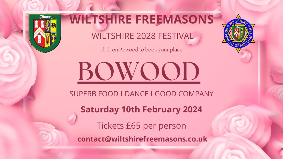 Wiltshire Freemasons (@wiltspgl) on Twitter photo Join Provincial Grand Master John Reid as we return to Bowood for the second of our dinner/dances in support of the Wiltshire 2028 Festival.  Reserve your place or book a table for eight using this link tinyurl.com/wiltsmasons Join Provincial Grand Master John Reid as we return to Bowood for the second of our dinner/dances in support of the Wiltshire 2028 Festival.  Reserve your place or book a table for eight using this link tinyurl.com/wiltsmasons