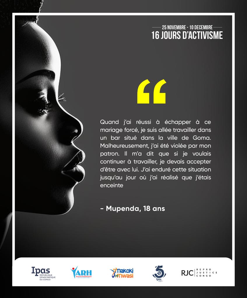 Découvrez l'histoire de Mupenda et joignez-vous à nous pendant les #16Jours d'activisme contre les violences faites aux femmes. 💪 
Ensemble, faisons entendre leurs histoires et combattons la violence basée sur le genre.
#16Jours4MakokiYaMwasi
#PassEACSRHBill @CongoActual