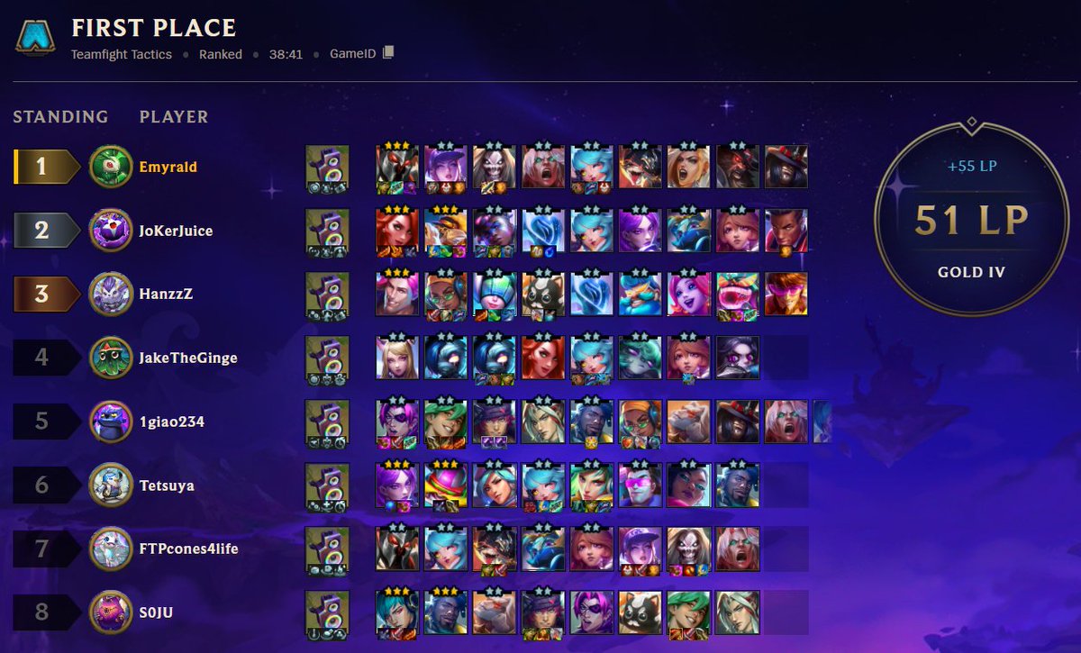After getting eight 6th places in a row, I finally get a good game with a Pentakill 10 board! FeelsGoodMan