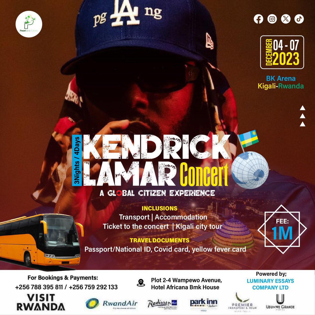 🎶 An unforgettable musical experience awaits! 

🎤 Enjoy Global Citizen’s #MOVEAFRIKA: RWANDA in Kigali with Kendrick Lamar and a lineup of incredible artists, & enhance your experience with special travel packages by @PLink_Safaris 

🗓️ 6 Dec 2023
Book your tickets now