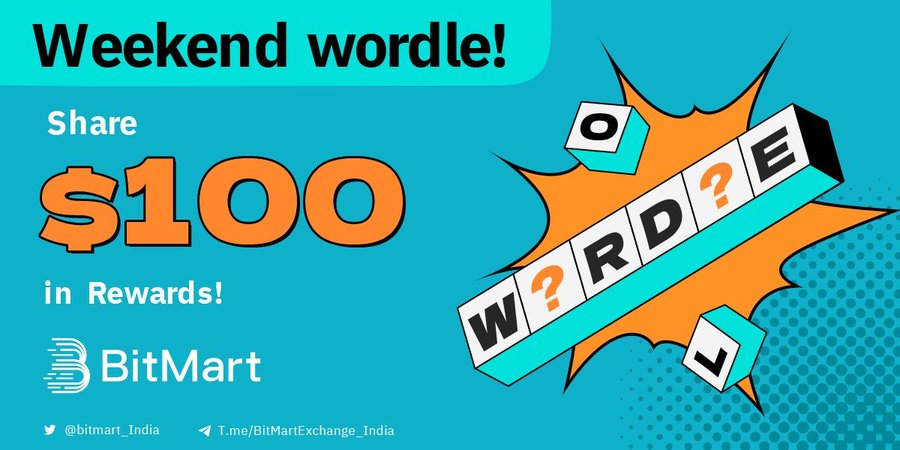 BitMart India (@bitmart_india) on Twitter photo BitMart #WeekendWordle is here! 🚀
🎸 H__L
🎸 F_M_
🎸 W__L_
🔸Complete the Weekend #Wordle in comments with #BitMart, Tag 3 friends
🔸 Like, RT & Follow <a href="/BitMart_India/">BitMart India</a>
🔸Join #BitMartindia - telegram.me/BitMartExchang…
Answer & Share 100$ in Rewards🤑💰, ends in 24 hours ⏰ BitMart #WeekendWordle is here! 🚀
🎸 H__L
🎸 F_M_
🎸 W__L_
🔸Complete the Weekend #Wordle in comments with #BitMart, Tag 3 friends
🔸 Like, RT & Follow <a href="/BitMart_India/">BitMart India</a>
🔸Join #BitMartindia - telegram.me/BitMartExchang…
Answer & Share 100$ in Rewards🤑💰, ends in 24 hours ⏰