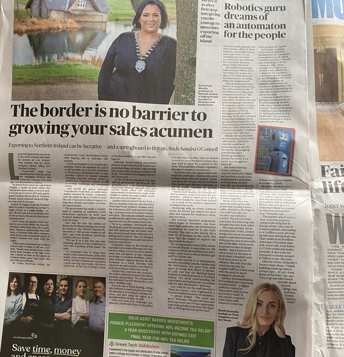 Akara_Robotics's tweet image. Great to see an interview with Akara co-founder Niamh Donnelly featured in the Sunday Times today 🤖