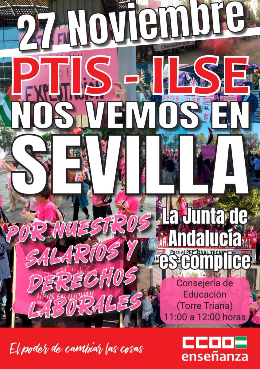 IridiscentR's tweet photo. @lachumillas_TVE 
A ver si os podéis hacer eco de esto:
Mañana, 27 de noviembre tendrá lugar en Sevilla una manifestación del colectivo de Personal Técnico de Integración Social (PTIS) externalizado en huelga indefinida. Más info en enlace:
https://t.co/7uBcpuhFne https://t.co/jLZ9UBALr8