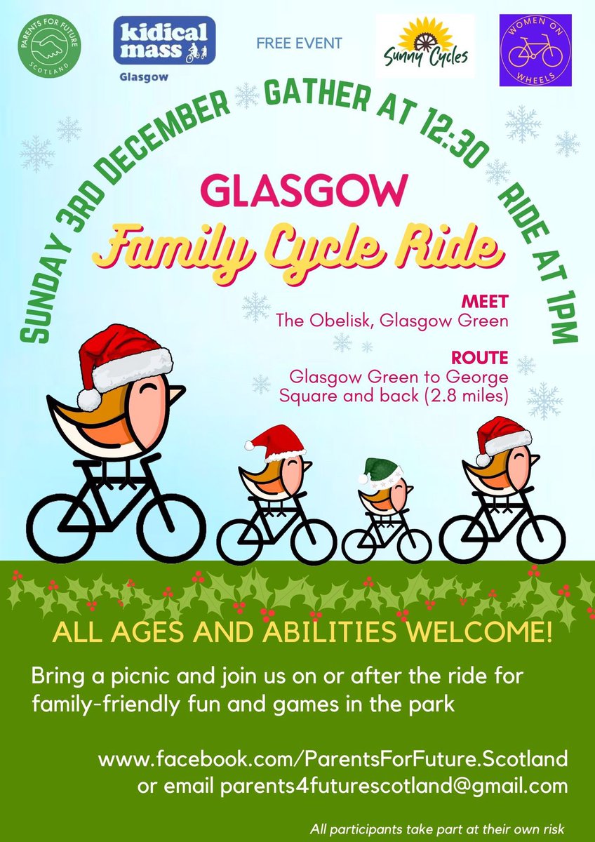 Join our next ride next Sunday to demand #streetsforeveryone - @SunnyCycles @WomenonWheels_ @P4F_Scotland @BikeBusShaw