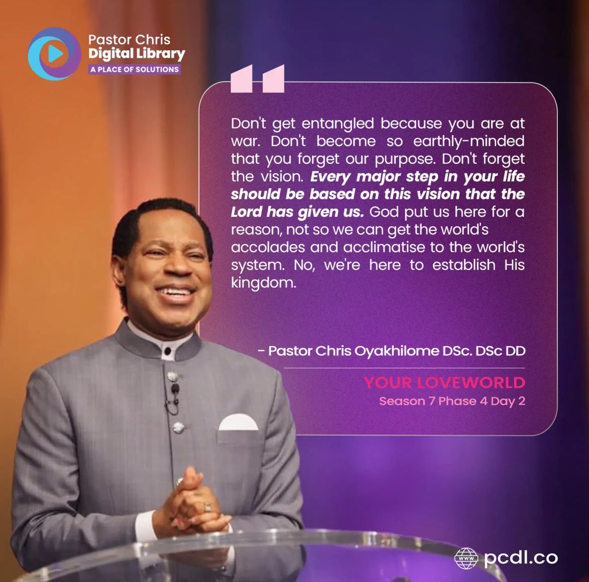zhangazhak's tweet photo. "Every major step in your life should be based on this vision that the Lord has given us." - Rev. Chris Oyakhilome DSc. DSc. DD. cc @ThisIsPCDL #KingdomConsciousness https://t.co/G5lLcfM9d6