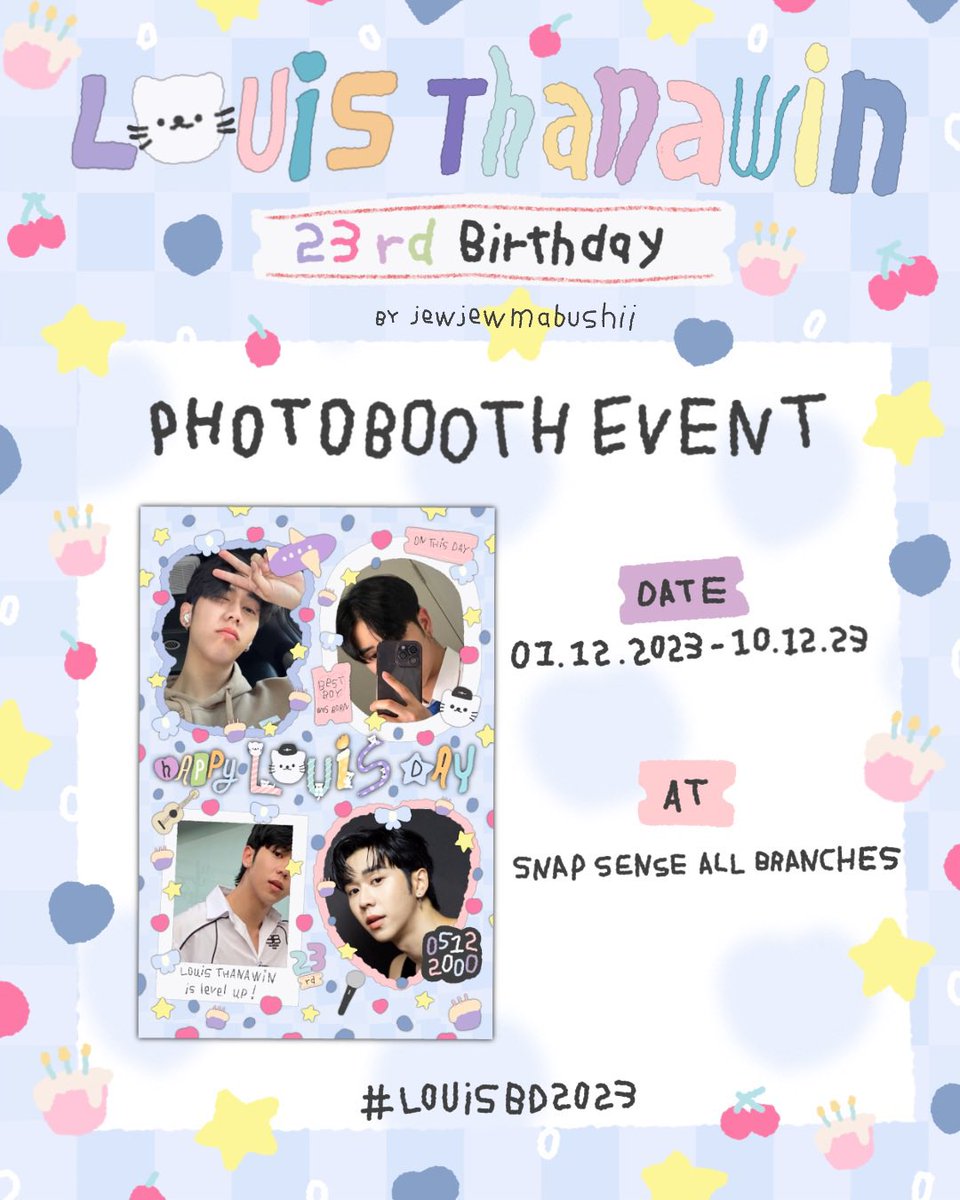 jewjewmabushii's tweet image. 📸 Photobooth Frame ✨🎂

สามารถไปถ่ายเฟรมน่ารักๆนี้ได้ที่ Snap Sense ทุกสาขาตั้งแต่วันที่ 1-10 ธันวาค่ะ

This adorable frame will be available from 1-10 Dec at all SNAP SENSE branches 😉

(Exclusive giveaways will only be at Memo Station) 🎁

@Louis_Thanawin  #LouisBD2023