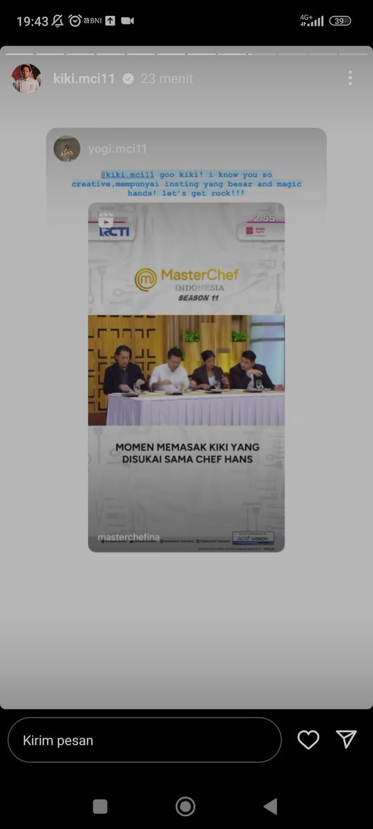 sukasukkie7chs's tweet photo. Dukungan dari temen-temen mci untuk kiki:

Yogi: "Kiki sangat kreatif, punya insting besar dan magic hand"
Nata: "sabar ya dek, Tuhan tidak tidur, semangat untuk kamu selanjutnya"
Ravi: "Kiki punya knowledge soal ingredients, teknik, dan food yg bener" gokil. He inspires me" https://t.co/ozOrNLpRP4