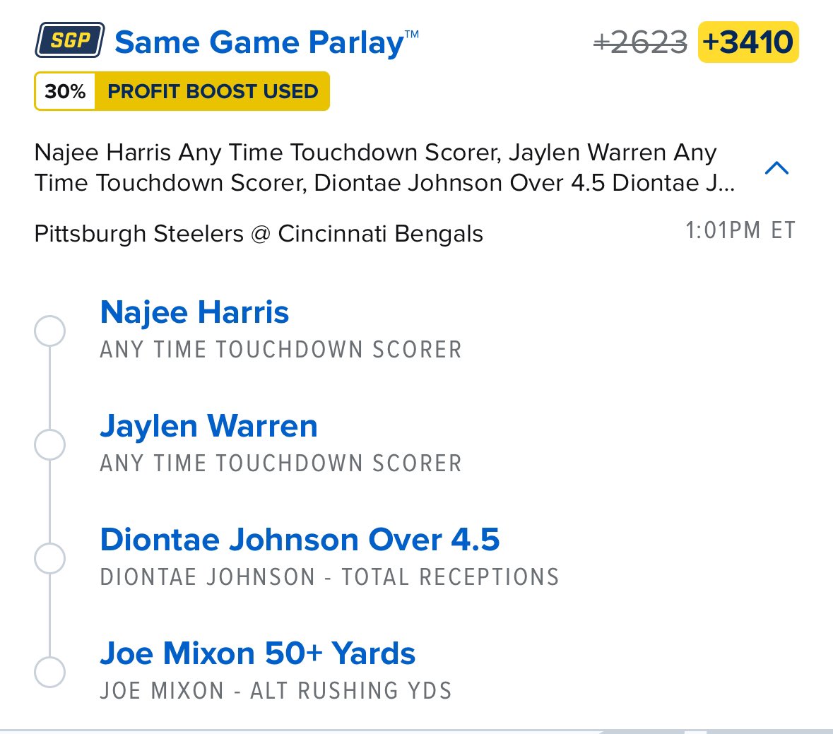 BoozersBC's tweet photo. 🏈2U SGP: Pittsburgh v Bengals 🍻
Opt in to receive 30% pbt
#HappyBoozing🍻 https://t.co/p0oFX7fyut