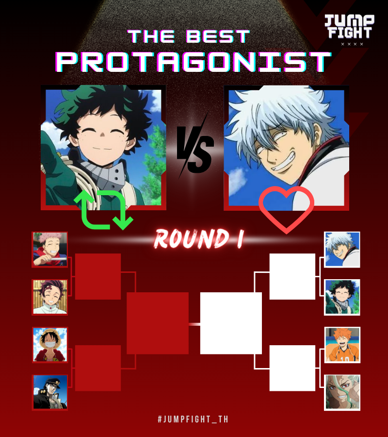 HQSportsdayTH's tweet photo. THE BEST PROTAGONIST | Round 1 (1/2)
TEAM BLACK ⚫️

Retweet -> มิโดริยะ อิซึคุ
Like -> ซากาตะ กินโทกิ

*ขอความร่วมมือหลีกเลี่ยงการ Retweet โพสนี้หากไม่ต้องการโหวต / เชียร์ด้วยวิธี Quote แทน

🗓️Period: 26-28 Nov (🕗8 PM, TH)

#JUMPFight_TH https://t.co/N8yuLp6CDE