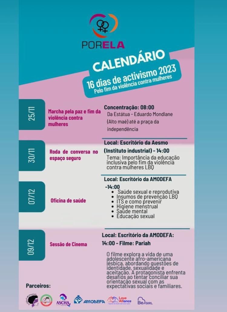 AmodefaOficial's tweet image. 16 dias de activismo 2023
Pelo fim da violência contra mulheres. 

#PorEla
#Movfemme
#ForumMulher
#ASCHA
#Kutenga
#AMODEFA
#HIXIKANWE
