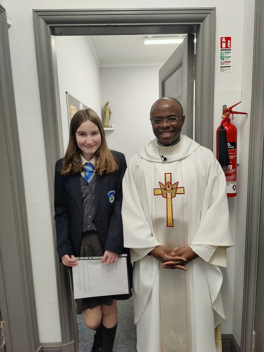 MrsSharonWatson's tweet photo. I had a lovely time at St Helen's this morning. Rosie was a superb representative for our school and it was lovely to see  Fr Benneth in his Parish! https://t.co/5muEe6FKZL