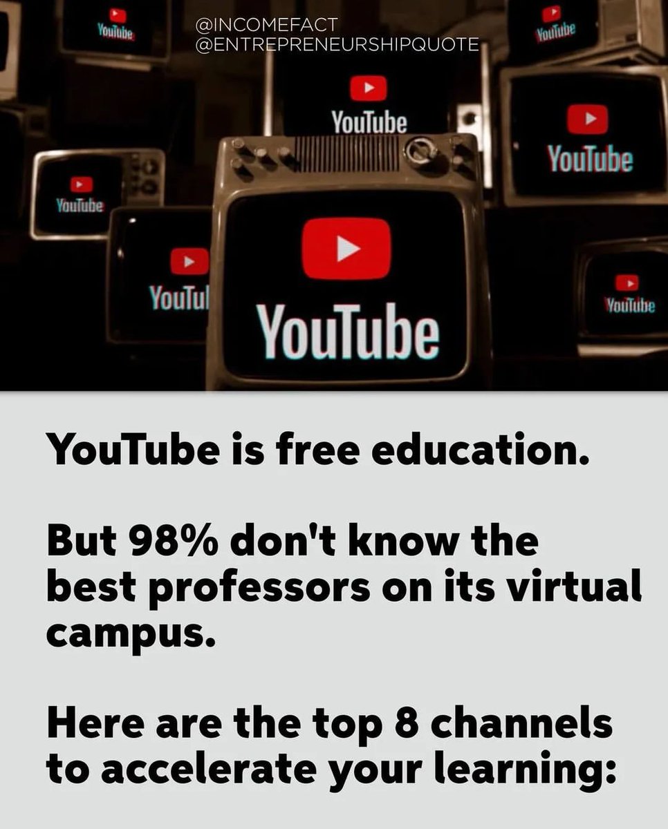 MindWisdomMoney's tweet image. 8 life changing YouTube channels that will put you in the 2%: