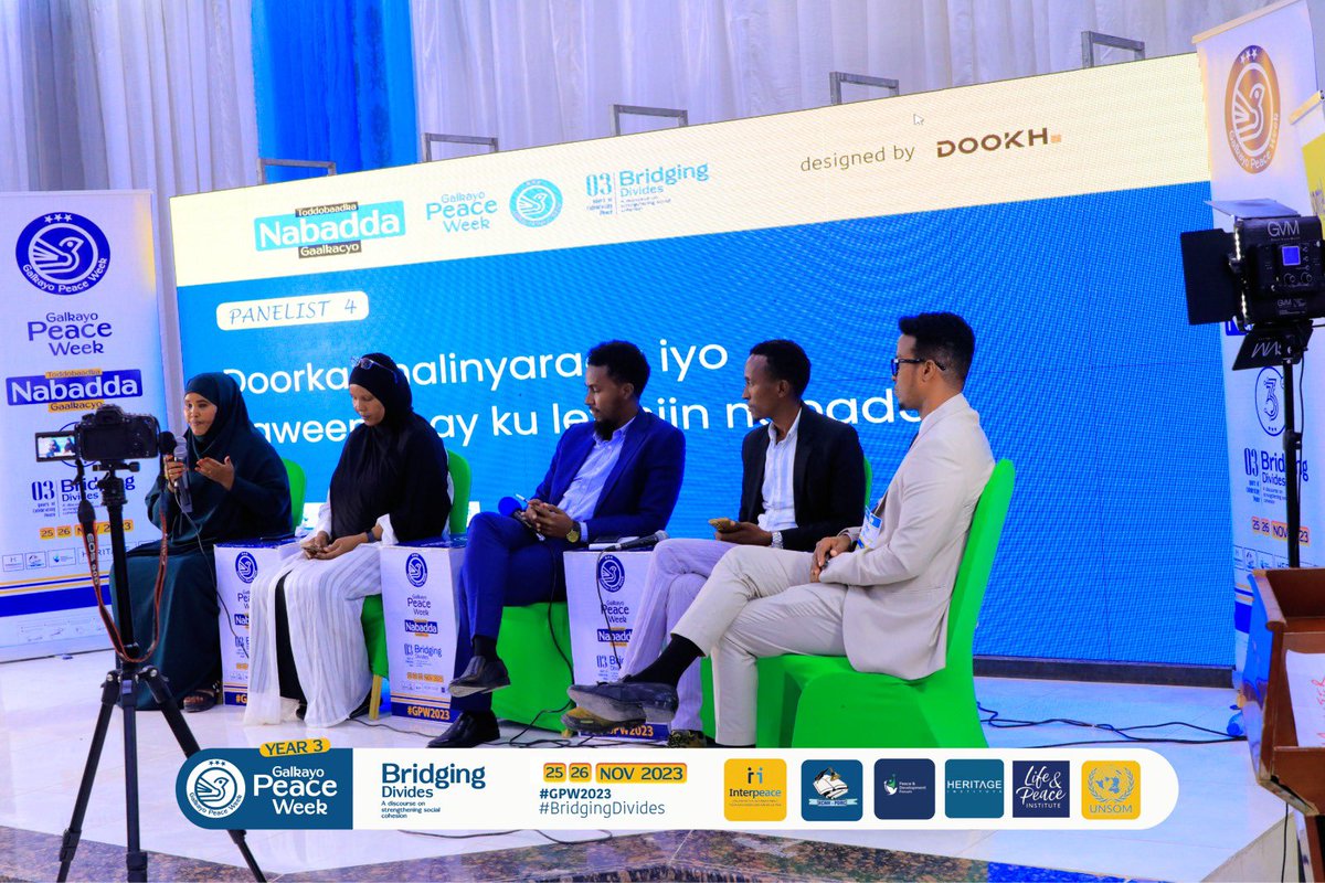 GLKPW's tweet image. Panel 4, focusing on the role of Women and Youth in Peacebuilding, has concluded. Panelists Maymun Ali Nur, Shugri Abdi Ali, Jacfar Y Abdalla, and Bashi Ali Hashi, guided by Moderator Mohamed Ali, likely shared valuable insights on this crucial aspect of peacebuilding. #GPW2023