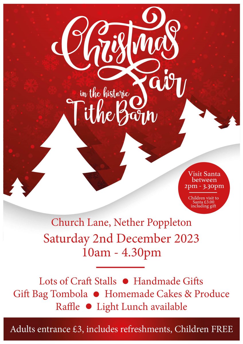 Don’t miss the Christmas Fair at the 16th century Tithe Barn, Nether Poppleton. 🎄 Sat 2nd December 10am-4.30pm 🎅🏼 <a href="/yorkwhatson/">The Press</a> <a href="/VisitYork/">✨ Visit York ✨</a> #yorkchristmasfair #santa #handmadegifts #york #shoplocal #SmallBusinessSaturday