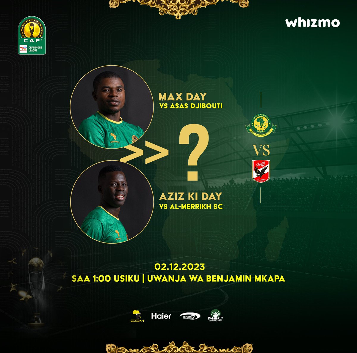 YoungAfricansSC's tweet photo. Baada ya Maxi na @Aziz10Ki 𝐃𝐀𝐘 
Mwananchi kwenye mchezo wetu dhidi ya Al Ahly SC ungependa iwe siku ya mchezaji gani? 

#TimuYaWananchi 
#DaimaMbeleNyumaMwiko https://t.co/62h0SjOWOd