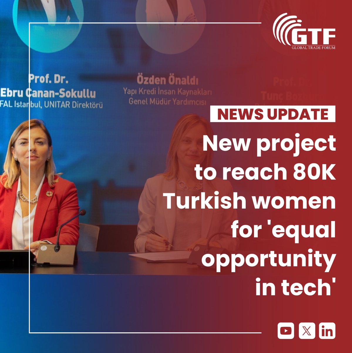 A new project aimed at training and increasing awareness among 80,000 women across Türkiye in technology was launched on Tuesday in Istanbul.

#EqualOpportunityInTechnology #WomenInTech #Türkiye #TechnologyTraining #gtf #globaltradeforum