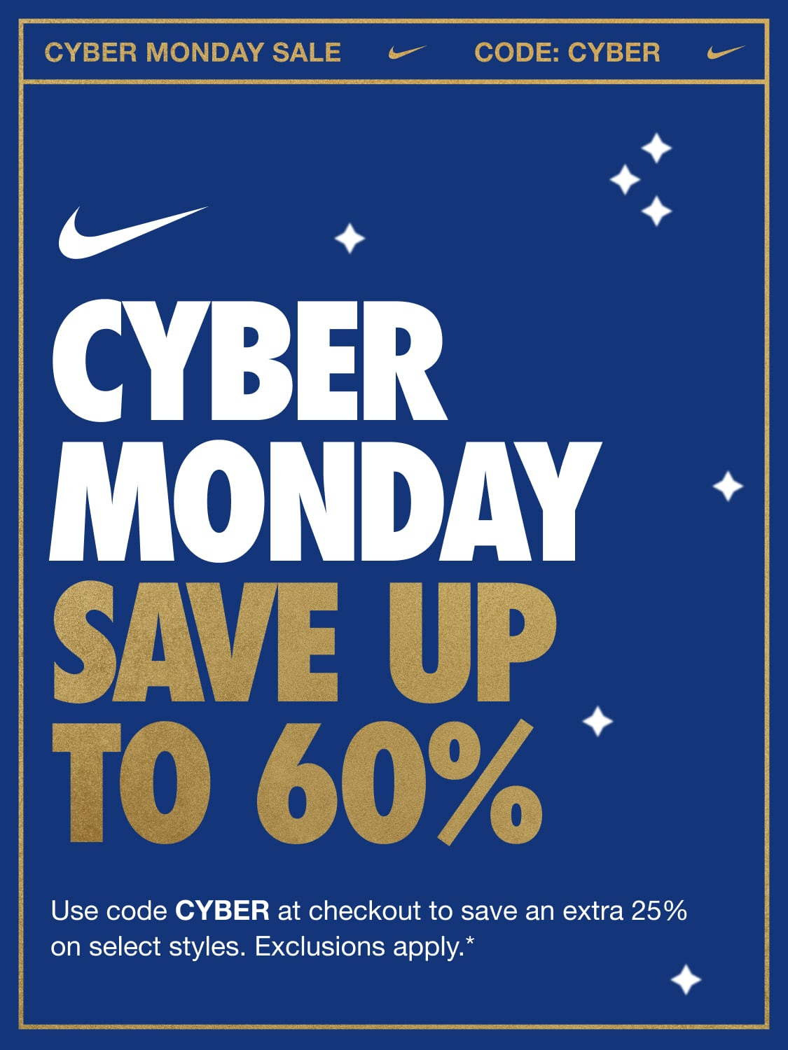 SOLELINKS on X Ad Nike Cyber Monday Sale Save 25 off Select Styles use code CYBER at checkout SHOP https t RrqofTsgFC https t FKCVYytuMh X
