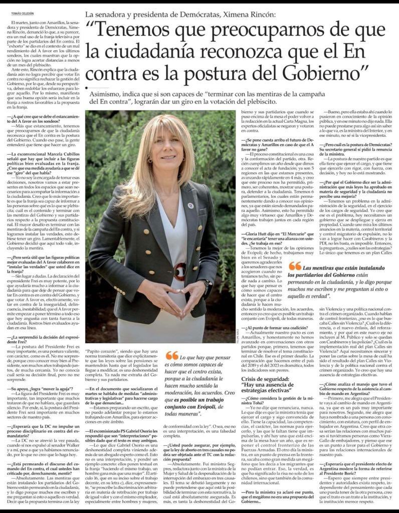 ximerincon's tweet photo. Les dejo mi entrevista de este domingo con El Mercurio. https://t.co/9mE3h80FV0