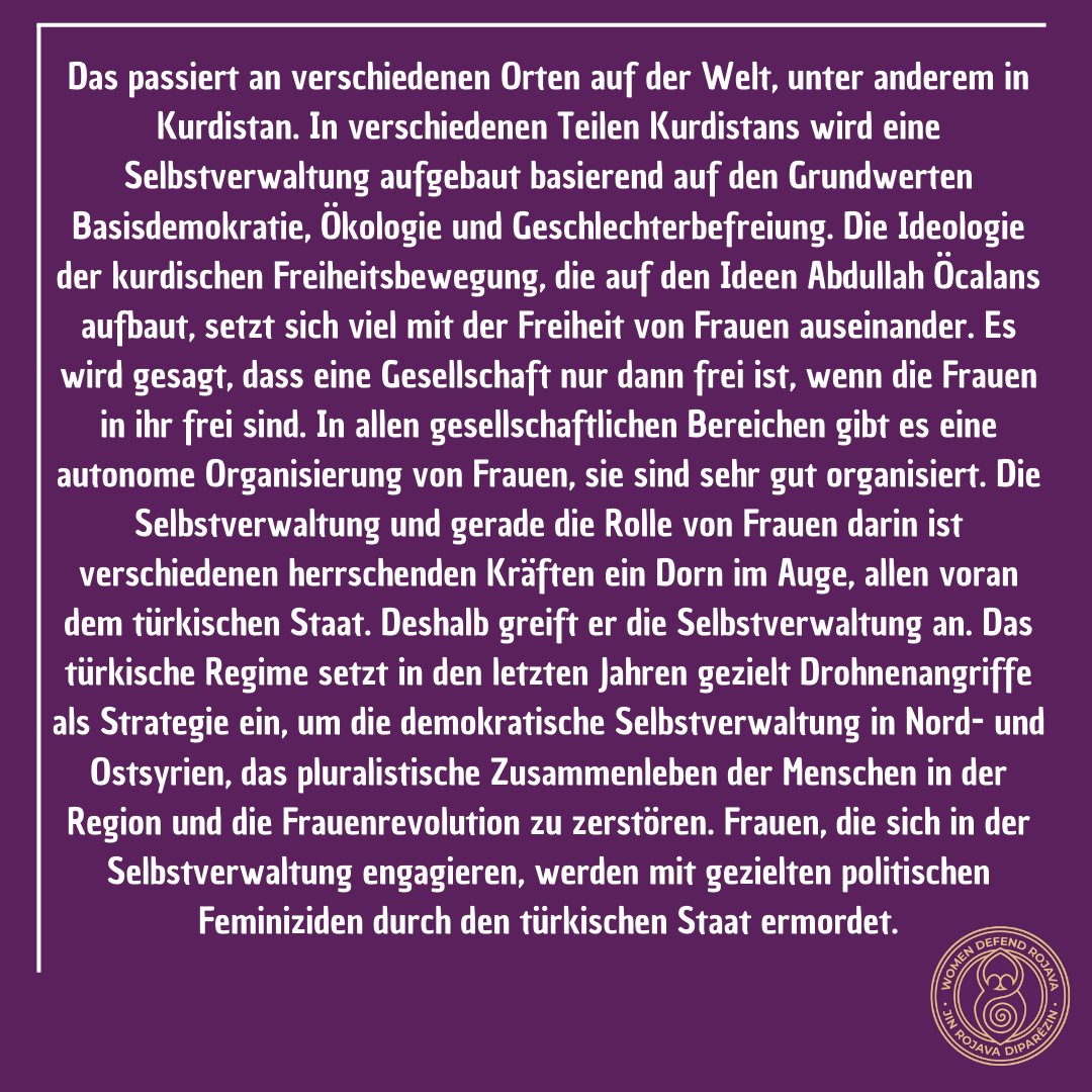 WomenDefendRoj1's tweet image. Zum Tag gegen Gewalt an Frauen haben wir als #womendefendrojava haben wir einen Artikel verfasst.
"Als Frauen müssen wir weltweit zusammenhalten"
Ihr findet ihn nun auch hier:
