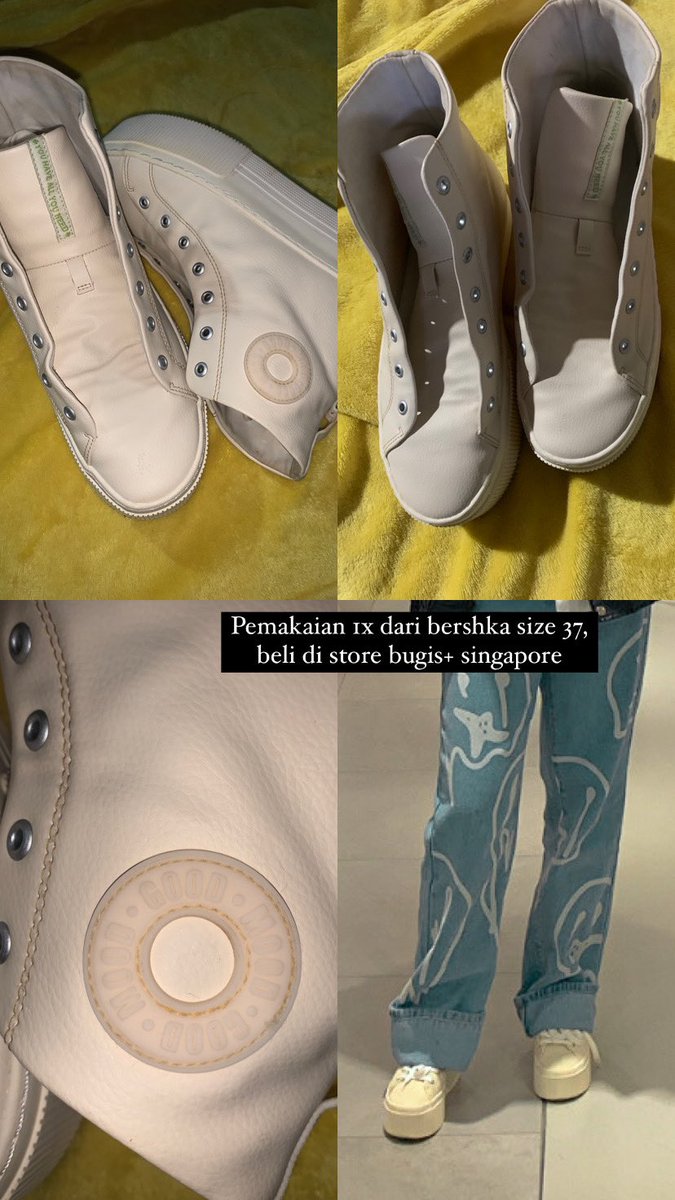 ttaeyomiii's tweet image. Mau jual sepatu berskha aku, pemakaian 1x untuk ootdan doang. Ukuran 37 contoh pemakaian ada di pict 2 dan 3 

#prelove #prelovesepatu #Zonajajan