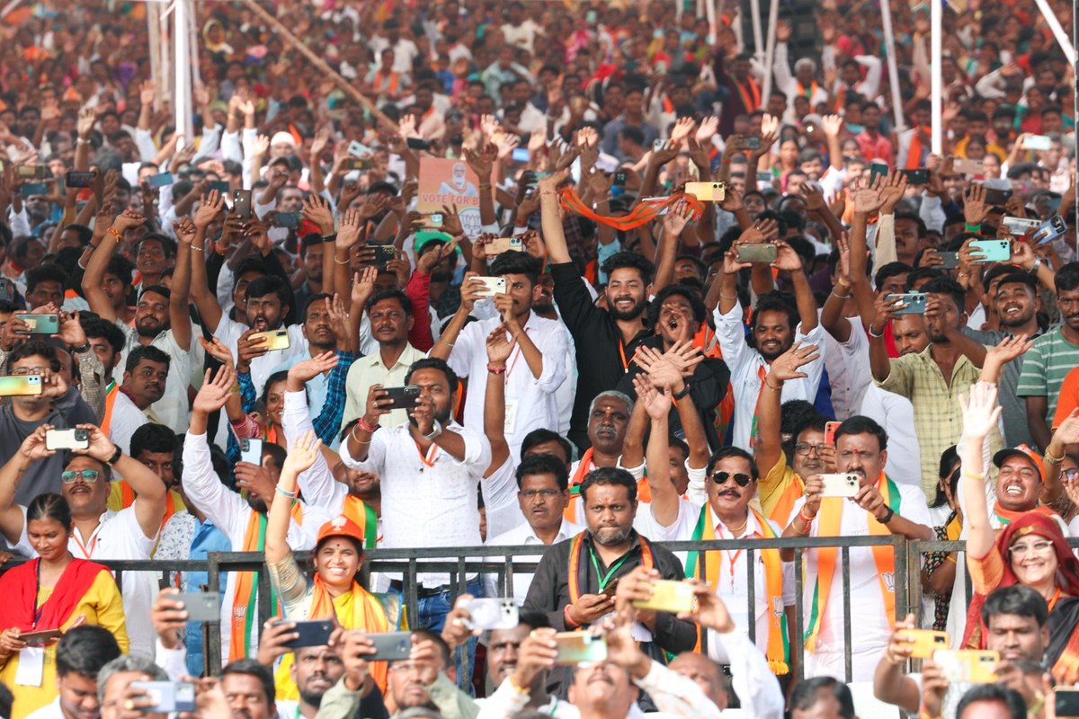 narendramodi's tweet photo. It is clear that KCR will be comprehensively defeated in Gajwel. A similar fate awaits other BRS candidates as well. The corruption and anti-farmer attitude of the Telangana Government has caused a lot of suffering among people. https://t.co/mRUFREyffq