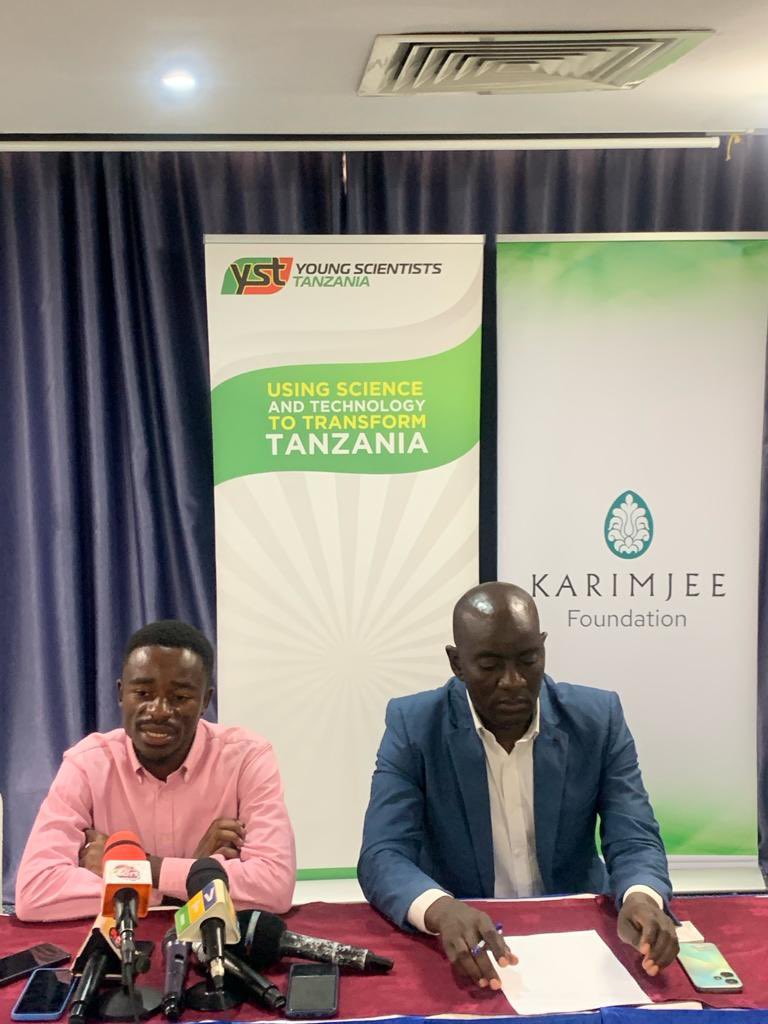 ystanzania's tweet photo. At our #YSTPressConference Dar es Salaam today, Alfred Ngulo, #YSTScholarship recipient and now Founder/CEO Dare Impact Company, dedicated to prevent malaria in Tanzania, now studying at ALDEN COLLEGE, majoring in computer science. Talks about #YST #ScienceForDevelopment https://t.co/IHnAuCkyJv