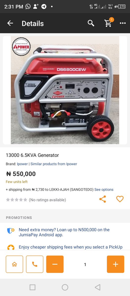 si_concept's tweet photo. @TalentedFBG Wow Sir, 

I've been saving for this Gen so that I can always attend to customers when there's no light, I've saved ₦180k so far, this will help me close the gap, so that before February next year, I can buy this 6.5kva Generator 🙏 https://t.co/GqcQcwhaRa