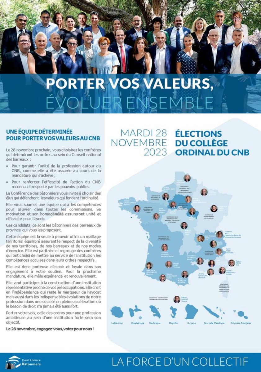 Stéphane_NESA (@nesaste) on Twitter photo Le 28 novembre votez pour des ordinaux de province motivés, expérimentés et engagés - Élection au collège ordinal du Conseil National des Barreaux - <a href="/Conf_Batonniers/">ConférenceBâtonniers</a> <a href="/CNBarreaux/">Conseil national des barreaux - les avocats</a> Le 28 novembre votez pour des ordinaux de province motivés, expérimentés et engagés - Élection au collège ordinal du Conseil National des Barreaux - <a href="/Conf_Batonniers/">ConférenceBâtonniers</a> <a href="/CNBarreaux/">Conseil national des barreaux - les avocats</a>