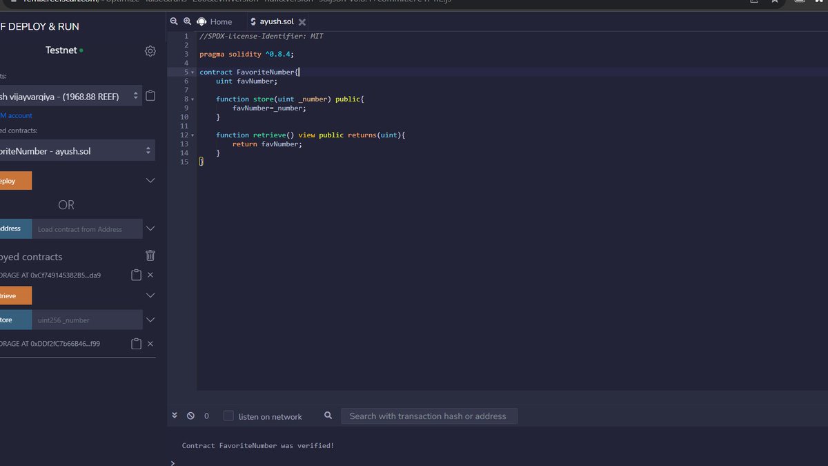 ayushvj07's tweet photo. learned about:
blockchain
solidity
first contract deploy
 thank you @sajalshlan @janesh_dani for amazing class  #ReefChain https://t.co/FxJD2KUSkg