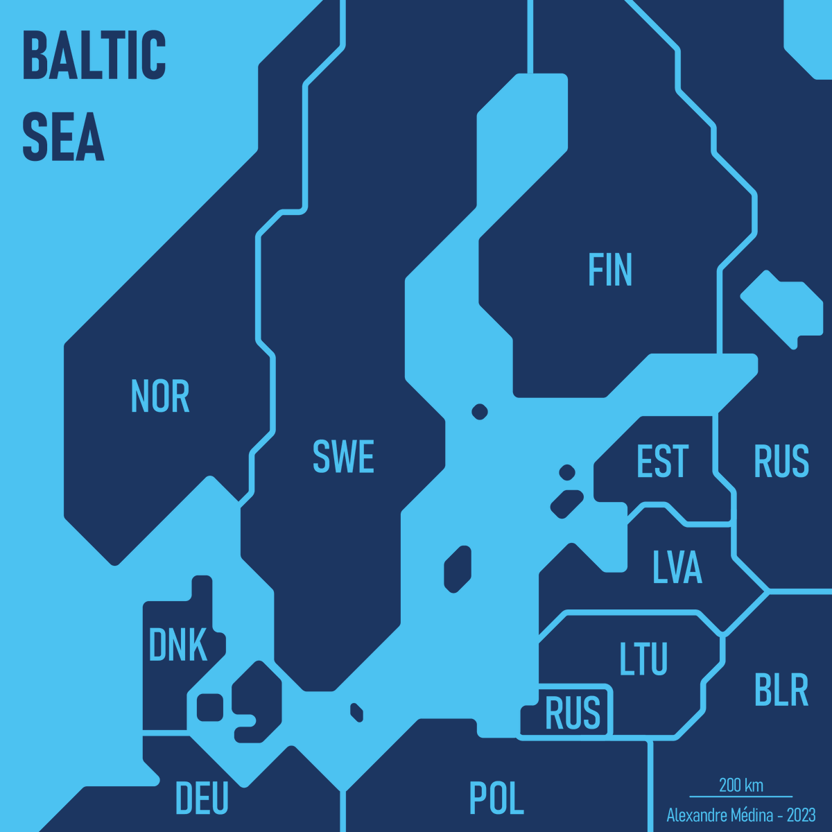 #30daymapchallenge JOUR 26 - 'Minimaliste' 🌍 La mer Baltique 🌊 #Cartographie #Carte #Map #Europe #Baltique