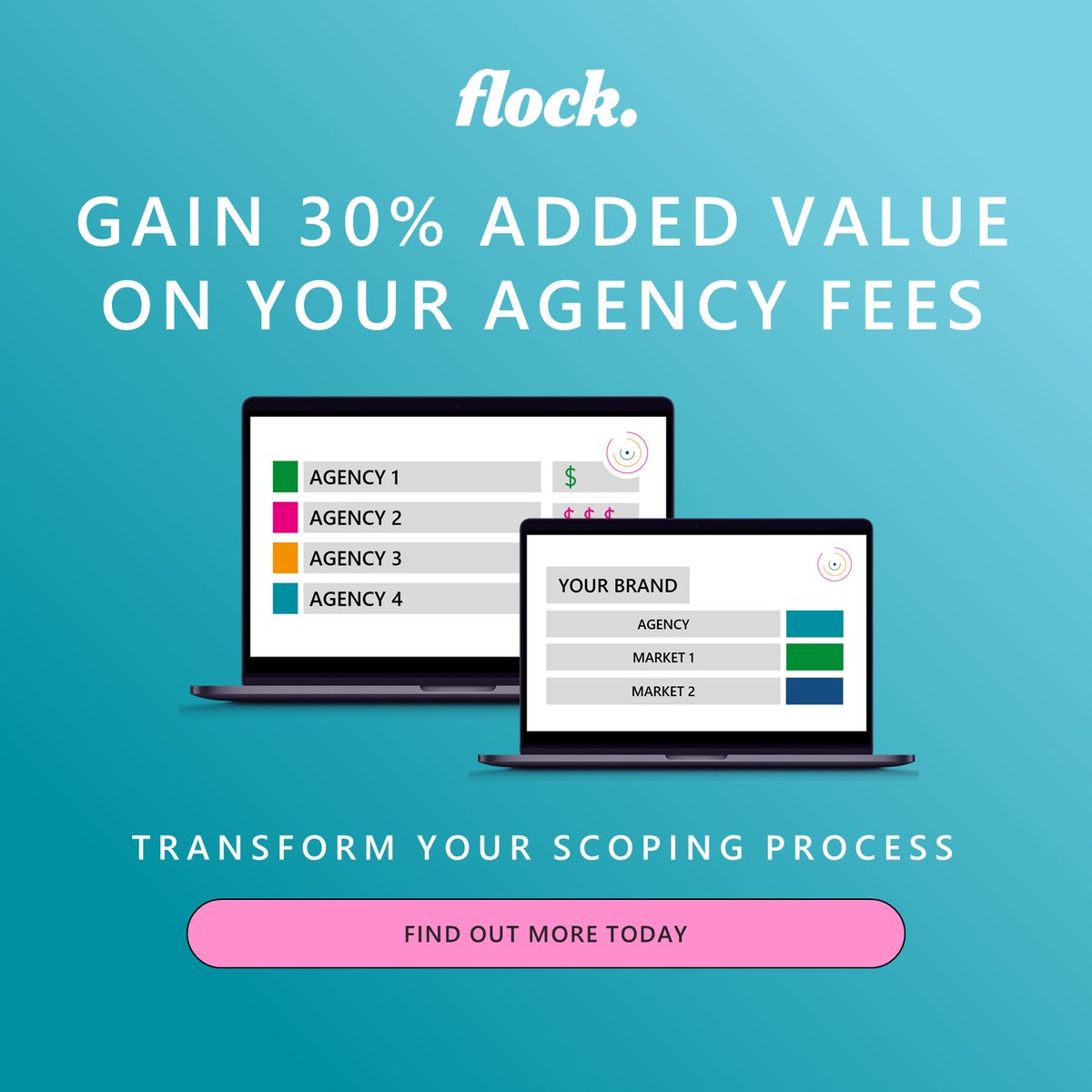 Looking for a flexible and easy to use tool to navigate the complexities of agency fees? Our Flock Agency Scoping tool is simple and efficient, delivering on average 30% added value per project. Find out more here: hubs.la/Q029-q0w0

#marketing #procurement #agencyfees