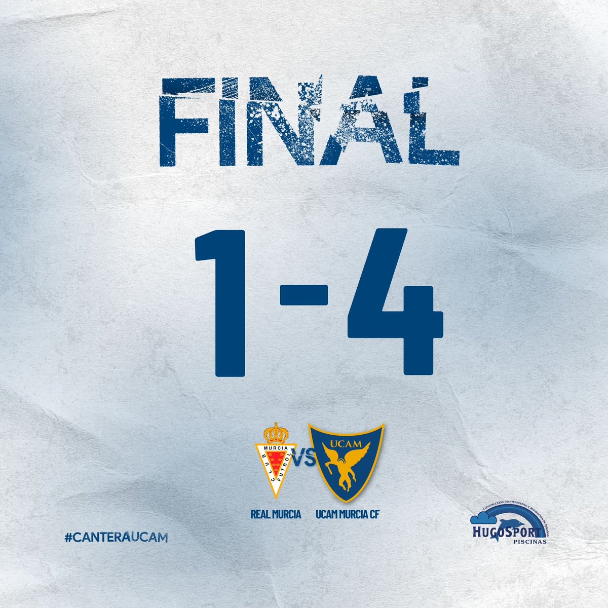 <a href="/canteragrana/">Cantera Grana</a> 𝐉𝐔𝐕𝐄𝐍𝐈𝐋 𝐀 | ¡Final! 

Nuestros canteranos se llevan la victoria (1️⃣-4️⃣) en casa de la <a href="/canteragrana/">Cantera Grana</a>. 

¡Gran triunfo equipo! 💙

🏟️ Mpal. El Limonar. 

⭐️ 𝐏𝐢𝐬𝐜𝐢𝐧𝐚𝐬 𝐇𝐮𝐠𝐨𝐒𝐩𝐨𝐫𝐭

#RealMurciaUCAMMurcia | #CanteraUCAM