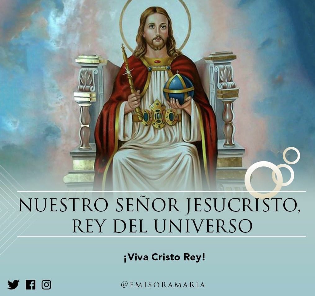 emisoramariana's tweet photo. 🤍 Celebremos con gozo, alegría y profunda fe a nuestro Señor Jesucristo, Rey del Universo 👑.
Él debe ser nuestra guía y pilar de vida, regocijémonos 🥰
#JesucristoReyDelUniverso #gozo #FelizDomingo #CristoRey #26November #26NOV23 https://t.co/l9wboE1m3s