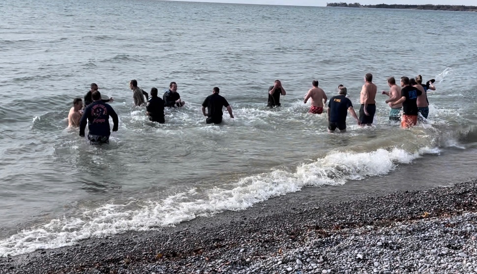 NT_pfisher's tweet photo. Northumberland County Firefighters Polar Plunge took place this morning in Wicklow. Currently Northumberland County is in 5th place nationally for raising funds for Movember https://t.co/Uu60EJ8Dz9