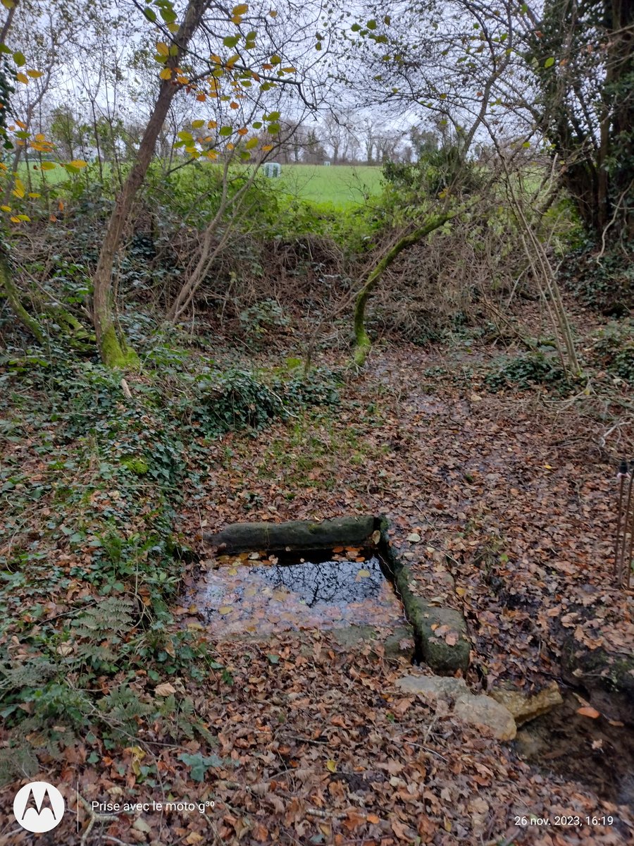 ThiChaplain's tweet photo. #Fontaine Noire ou Feunteun Du à #Locarn. Et bah cette fontaine et le petit cours n'est pas cartographié sur #Géoportail. Comme quoi heureusement le chemin PR est balisé. #KreizBreizh https://t.co/8YkbmNYISS