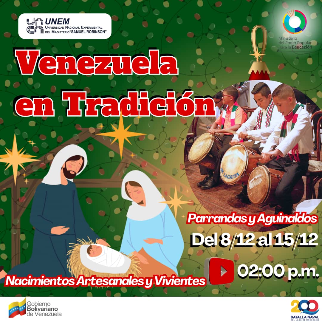 SomosUnem's tweet photo. #Atención||Tenemos el gusto de invitarte a participar en la "Venezuela en Tradición", donde podrás mandar tu video de nacimientos artesanales o vivientes, la recepción será del #27Nov al #13Dic a través del canal de #Telegram
 https://t.co/ITIaxSkXqp
@NicolasMaduro
@_LaAvanzadora https://t.co/s31f9Kk7PF