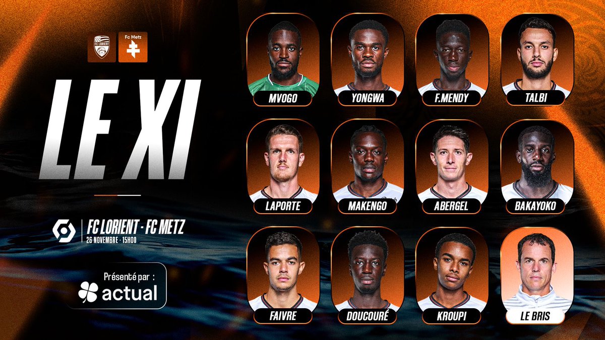 LnFoot's tweet image. Darling Yongwa dans le XI de départ du FC Lorient qui reçoit le fc Metz cet après-midi.
#lionsenclub #lorientfc #fecafootofficiel