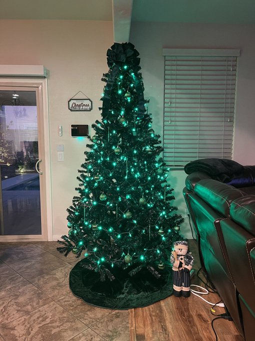 Good Morning! 🎄 Went with all green this year on my black tree!!! I love it! 🖤💚🖤 #ChristmasTree #goodmorning<a href="/tag/goodmorning"class="tags"><span>#goodmorning</span></a><a href="/tag/christmastree"class="tags"><span>#christmastree</span></a>