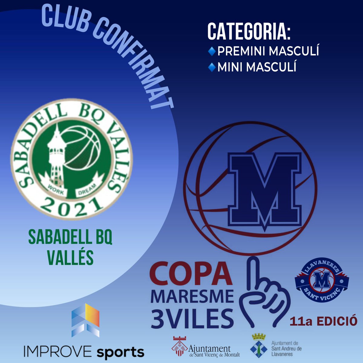 SABADELL SUD CLUB BÀSQUET

El Club <a href="/SabadellBasquet/">Sabadell Bàsquet</a>, participarà un any més en el torneig. Aquesta edició competirán en categoria premini i mini masculí.

Estem segurs que gaudirem plegats del bàsquet i compartirem moments únics amb vosaltres!

#CopaM3V #Llavaneres #SantVicenç