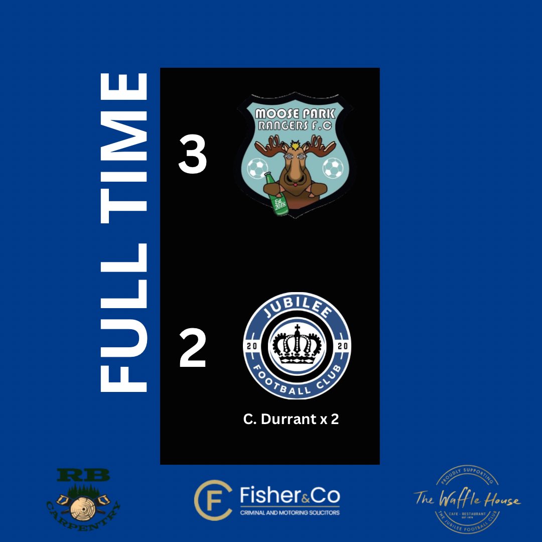 🔵⚫️ FULL TIME ⚫️🔵 We lose 3-2 to @Moose_Rangersfc 2-0 up with about 30 left, then we somehow forgot how to play football Hopefully we can remember in time for next week 😅 MoM was Brad