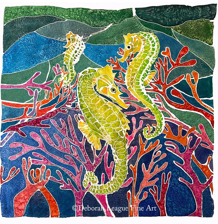 Seahorse batik #batikart #seahorse #seahorses #seahorsepainting #wallart #homedecor #ayearforart #buyintoart #giftideas #christmasgiftideas #shopearly 
#painting #beachdecor #nautical #beach #beachvibes #art #artist #artistcommunity #wearableart 
ART - deborah-league.pixels.com/featured/seaho…