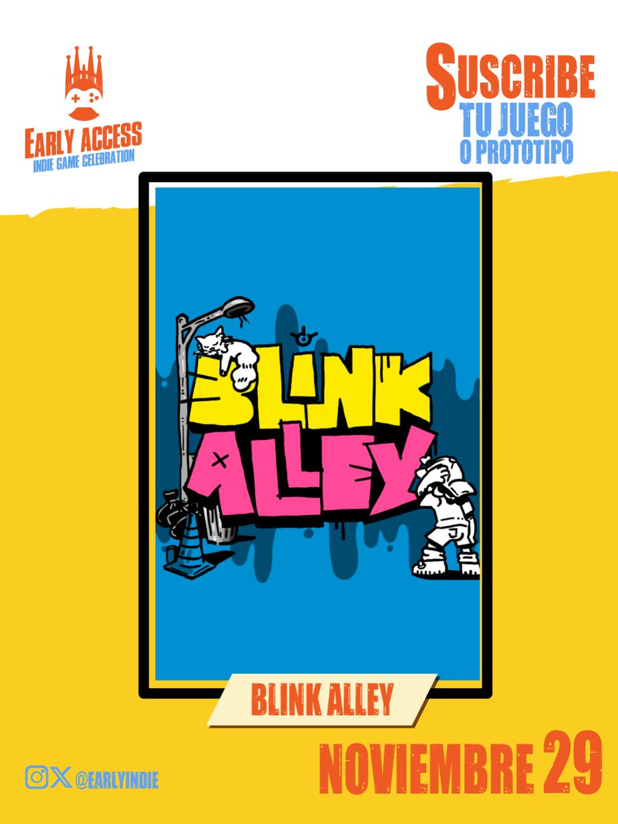 EarlyIndie's tweet image. EARLY ACCESS PRESENTA BLINK ALLEY en @Checkpoint_BCN

@halfsunkgames 
Adéntrate en los suburbios de Blink Alley,  juego de ritmo estratégico, donde las emociones cobran vida con cada parpadeo moviéndose al ritmo de la música urbana y el beatboxing.