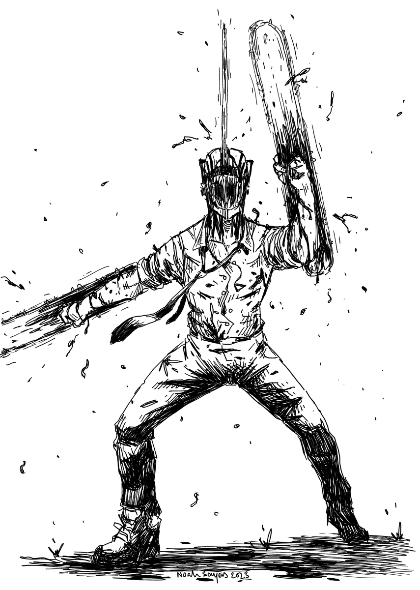 Forgot to post any of these drawings I did specifically for comic con last month! I'd been meaning to get some fanart of Chainsaw Man done for a while, so I'm glad I got a chance to draw our favourite lad! 

#chainsawman #fanart