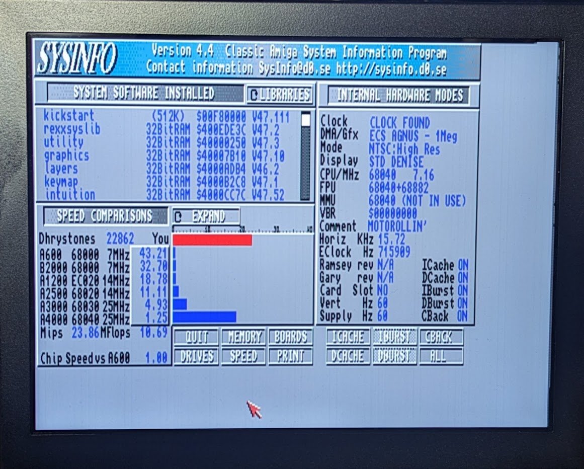 amidoazuki's tweet photo. #PiStorm #Musashi と #Emu68 の比較。Emu68めちゃ速い!ようやくdual boot環境できました :-)
#Amiga500 #RaspberryPi3a https://t.co/naxbB7lOJ3